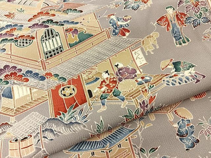 平和屋着物■上質な小紋　人物風景文　正絹　逸品　未使用　BAAY8865hj