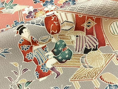 平和屋着物■上質な小紋　人物風景文　正絹　逸品　未使用　BAAY8865hj