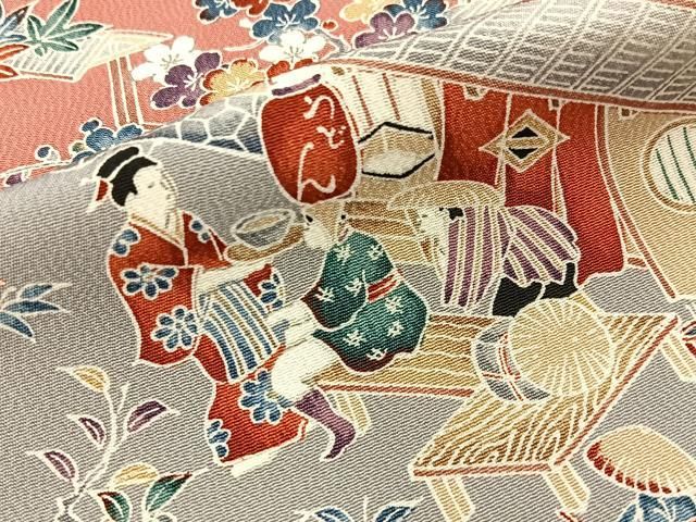 平和屋着物■上質な小紋　人物風景文　正絹　逸品　未使用　BAAY8865hj