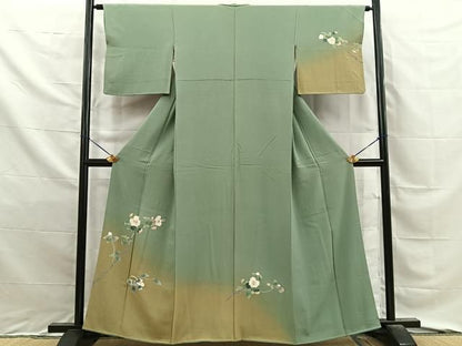 平和屋着物●訪問着　友禅　白椿　暈し染め　正絹　逸品　BAAY8866hj