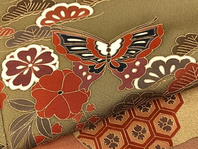 平和屋着物●訪問着　花蝶文　暈し染め　金彩　正絹　逸品　BAAY8867hj