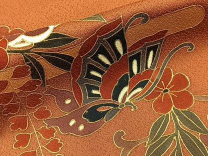 平和屋着物●訪問着　花蝶文　暈し染め　金彩　正絹　逸品　BAAY8867hj