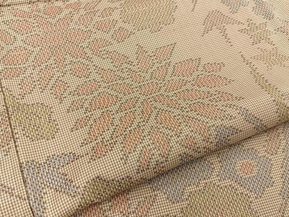 平和屋着物■本場大島紬　7マルキ　草花文　正絹　逸品　未使用　BAAY8868hj