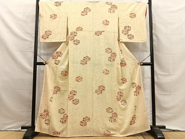 平和屋着物■上質な小紋　幾何学文様　正絹　逸品　BAAY8870hj