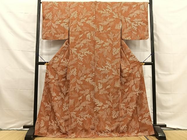 平和屋着物■上質な小紋　草葉文　正絹　逸品　BAAY8874hj