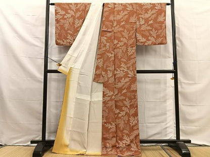 平和屋着物■上質な小紋　草葉文　正絹　逸品　BAAY8874hj