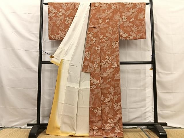 平和屋着物■上質な小紋　草葉文　正絹　逸品　BAAY8874hj