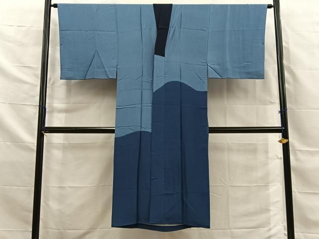 平和屋着物■男性　長襦袢　袷　絞り　流水風景文　正絹　逸品　BAAY8876hj