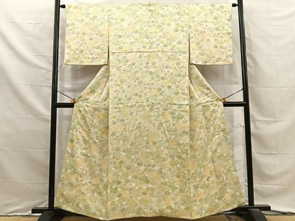 平和屋着物■上質な小紋　草花文　金彩　三越扱い　正絹　逸品　BAAY8883hj