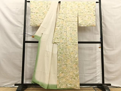 平和屋着物■上質な小紋　草花文　金彩　三越扱い　正絹　逸品　BAAY8883hj