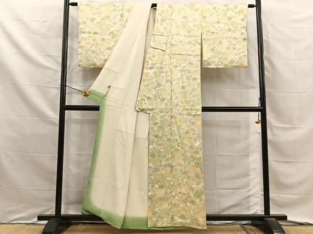 平和屋着物■上質な小紋　草花文　金彩　三越扱い　正絹　逸品　BAAY8883hj