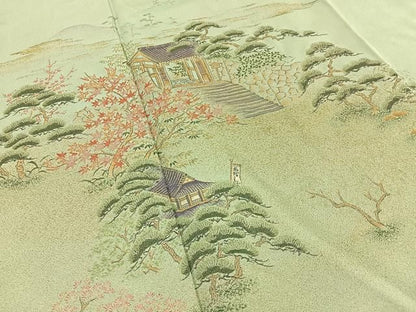 平和屋着物■豪華色留袖　寿光織　風景文　金糸　やまと誂製　正絹　逸品　BAAY8896hj