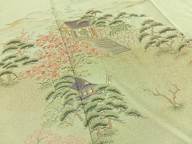 平和屋着物■豪華色留袖　寿光織　風景文　金糸　やまと誂製　正絹　逸品　BAAY8896hj