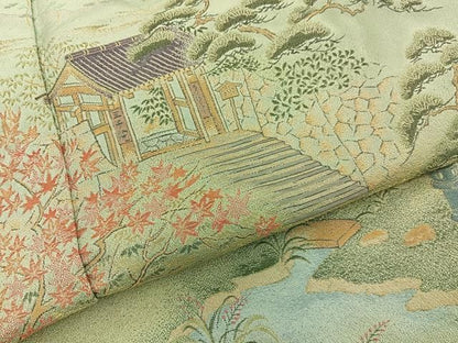 平和屋着物■豪華色留袖　寿光織　風景文　金糸　やまと誂製　正絹　逸品　BAAY8896hj