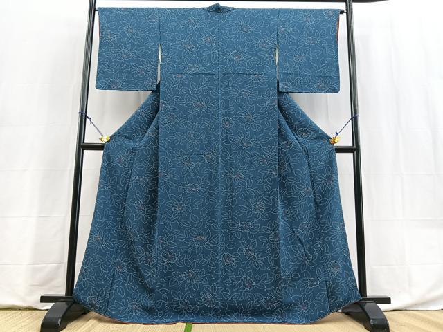 平和屋着物■上質な小紋　舞花文　鬼しぼ縮緬　反端付き　正絹　逸品　未使用　BAAY9004yc