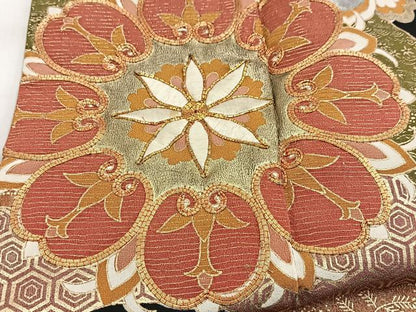 平和屋着物■豪華黒留袖　駒刺繍　正倉院花文　金銀彩　正絹　逸品　BAAY9010yc