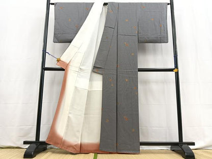 平和屋着物●上質な小紋　草花文　金彩　正絹　逸品　BAAY9013yc