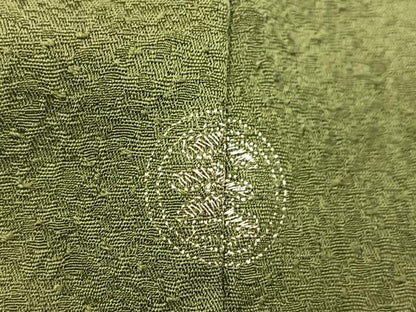 平和屋着物●本草木染作家　瑞寶　色無地　紋意匠　老竹色　正絹　逸品　未使用　BAAY9024yc