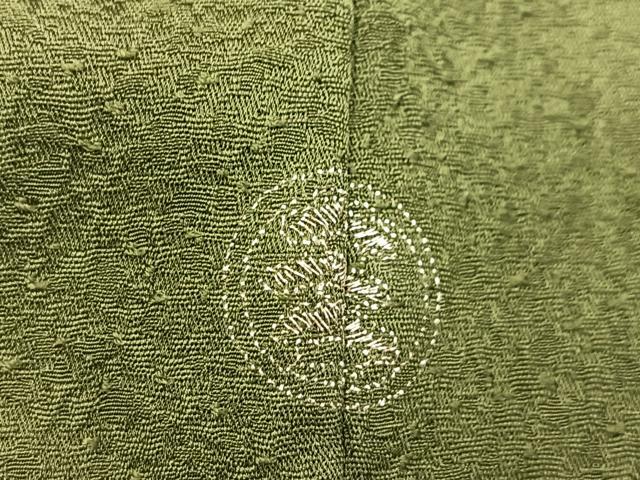 平和屋着物●本草木染作家　瑞寶　色無地　紋意匠　老竹色　正絹　逸品　未使用　BAAY9024yc