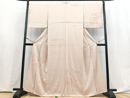 平和屋着物■訪問着　絞り　刺繍　流水千鳥文　正絹　逸品　BAAY9031yc