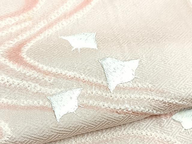 平和屋着物■訪問着　絞り　刺繍　流水千鳥文　正絹　逸品　BAAY9031yc