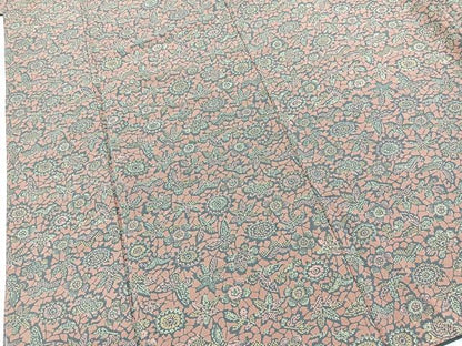 平和屋着物●上質な小紋　型染め　更紗花蝶文　正絹　逸品　未使用　BAAY9035yc