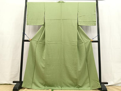 平和屋着物●皇室デザイナー　中村乃武夫監修　色無地　柳染色　正絹　逸品　BAAY9044yc