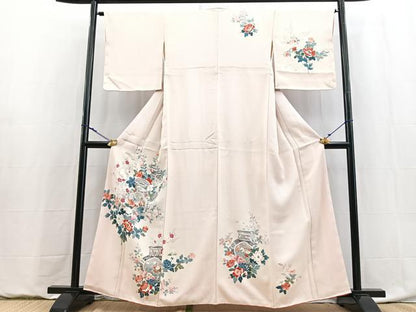 平和屋着物■訪問着　友禅　陶器花文　正絹　逸品　未使用　BAAY9046yc