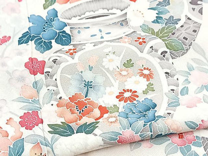 平和屋着物■訪問着　友禅　陶器花文　正絹　逸品　未使用　BAAY9046yc