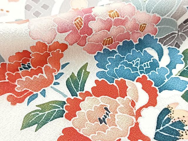平和屋着物■訪問着　友禅　陶器花文　正絹　逸品　未使用　BAAY9046yc