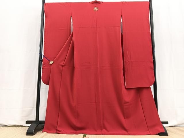 平和屋着物●豪華振袖　色無地　朱・緋色　正絹　逸品　BAAY9054yc