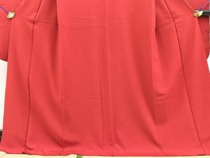 平和屋着物●豪華振袖　色無地　朱・緋色　正絹　逸品　BAAY9054yc