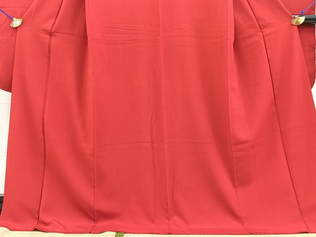 平和屋着物●豪華振袖　色無地　朱・緋色　正絹　逸品　BAAY9054yc