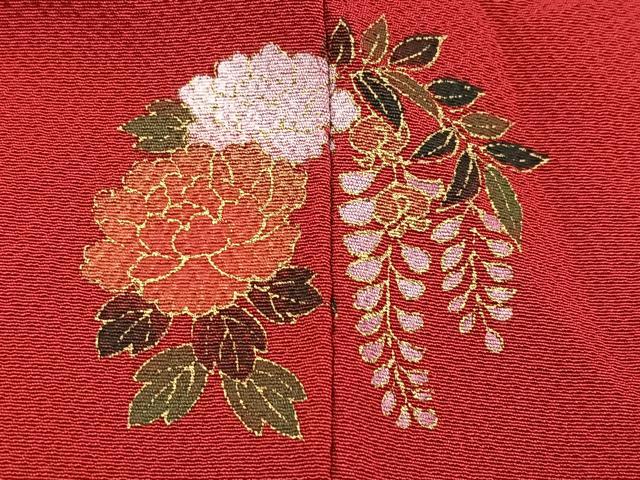 平和屋着物●豪華振袖　色無地　朱・緋色　正絹　逸品　BAAY9054yc