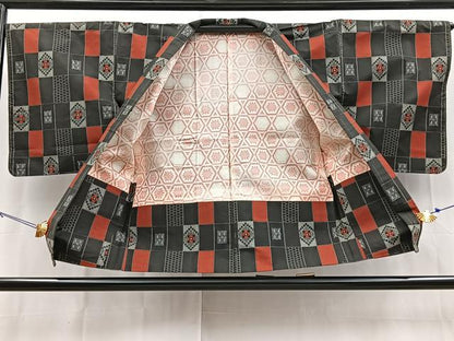 平和屋着物■本場村山大島紬　アンサンブル　幾何学文様　正絹　逸品　BAAY9057yc