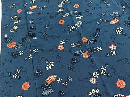 平和屋着物■上質な小紋　型染め　花唐草文　鬼しぼ縮緬　正絹　逸品　BAAY9062yc