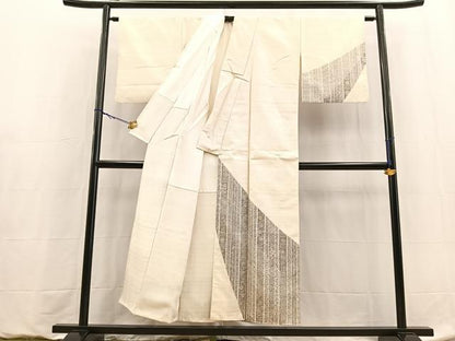 平和屋着物■訪問着　紬地　更紗花文　正絹　逸品　BAAY9065yc
