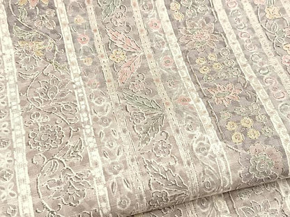平和屋着物■訪問着　紬地　更紗花文　正絹　逸品　BAAY9065yc