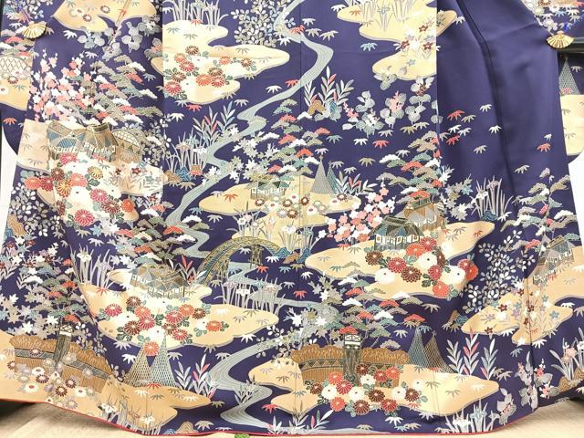 平和屋着物●豪華振袖　駒刺繍　御所解花文　金彩　正絹　逸品　BAAY9074yc