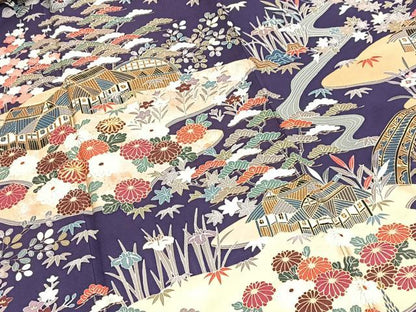 平和屋着物●豪華振袖　駒刺繍　御所解花文　金彩　正絹　逸品　BAAY9074yc