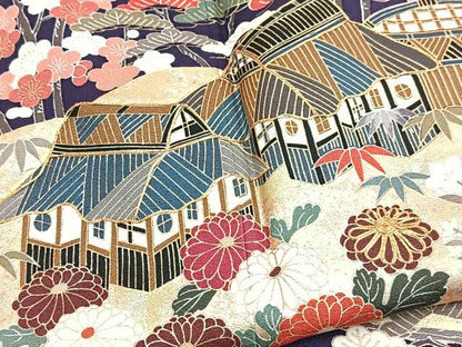 平和屋着物●豪華振袖　駒刺繍　御所解花文　金彩　正絹　逸品　BAAY9074yc