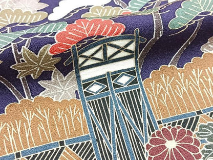 平和屋着物●豪華振袖　駒刺繍　御所解花文　金彩　正絹　逸品　BAAY9074yc