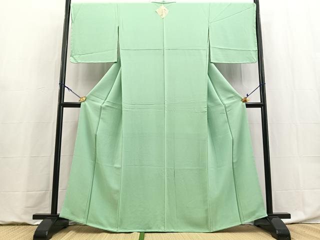 平和屋着物●上質な色無地　若竹色　正絹　逸品　BAAY9077yc