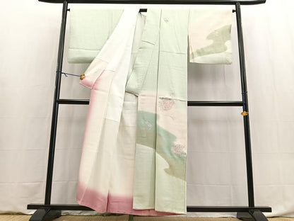 平和屋着物■中国三大刺繍　スワトウ刺繍　汕頭刺繍　訪問着　地紙花文　暈し染め　金銀彩　正絹　逸品　BAAY9080yc