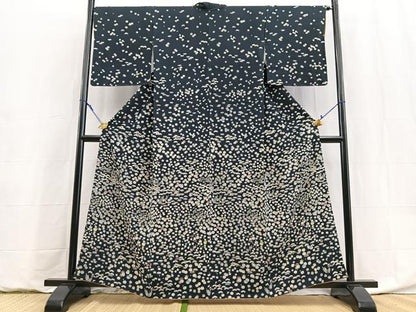 平和屋着物●訪問着　松竹梅花文　黒地　正絹　逸品　BAAY9083yc