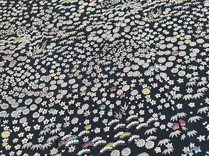 平和屋着物●訪問着　松竹梅花文　黒地　正絹　逸品　BAAY9083yc