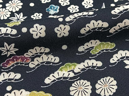 平和屋着物●訪問着　松竹梅花文　黒地　正絹　逸品　BAAY9083yc