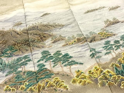 平和屋着物●訪問着　作家物　絞り　風景文　暈し染め　金通し地　正絹　逸品　BAAY9100yc
