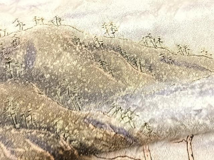 平和屋着物●訪問着　作家物　絞り　風景文　暈し染め　金通し地　正絹　逸品　BAAY9100yc