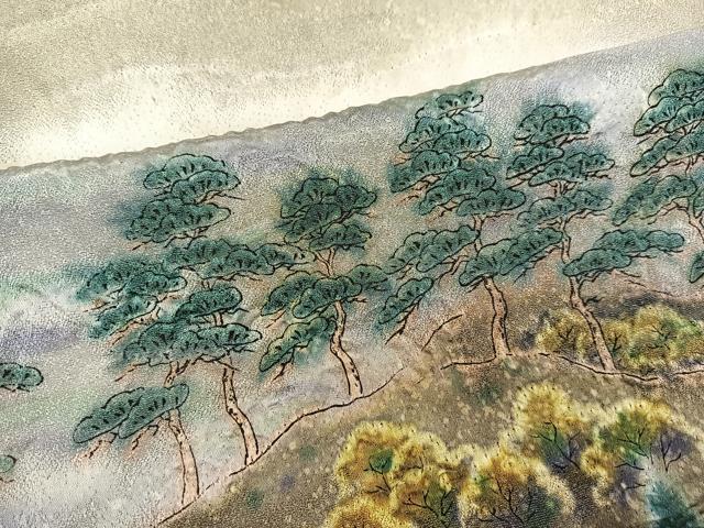 平和屋着物●訪問着　作家物　絞り　風景文　暈し染め　金通し地　正絹　逸品　BAAY9100yc